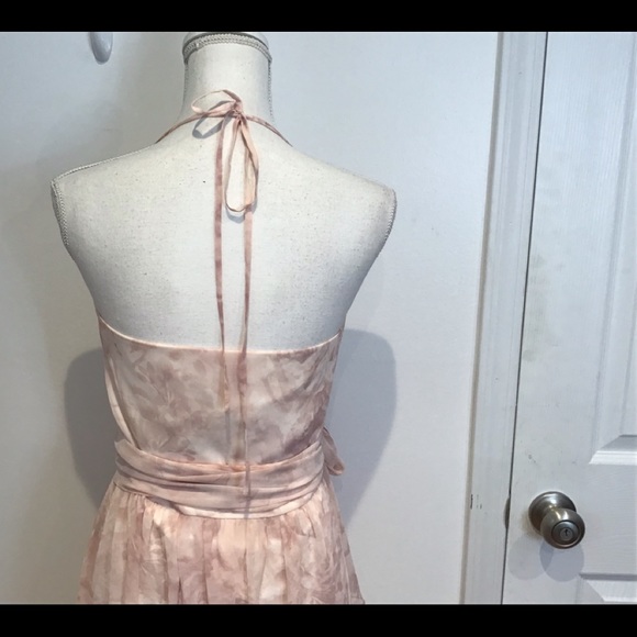 CEREMONY JOANNA AUGUST BOHO HALTER WRAP MUTED PINK FLORAL CHIFFON MAXI DRESS SM - Picture 6 of 11